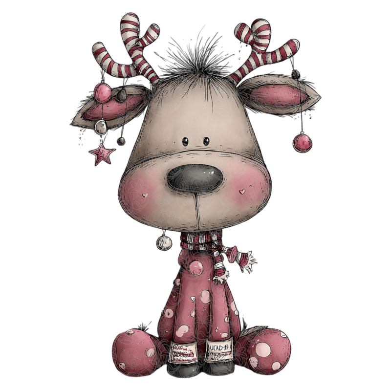 Cute Cartoon Christmas Reindeer with Ornaments - GBH22571